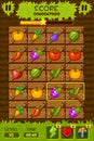 Game ui elements. 2d game icons and design elements. Vegetable Gardens, Field with wooden boxes and plants for the game