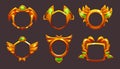 Game ui frames, gold medieval rpg game or app