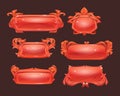 Game ui frames, red medieval menu interface, set Royalty Free Stock Photo