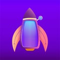 Game ui interface screen panel in the shape of a rocket for buttons or greetings. UI design for mobile app in the form Royalty Free Stock Photo