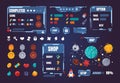 Game UI kit. Cartoon interface menu elements. Buttons and progress bars set. Award medals. Space arcade indicators. Map Royalty Free Stock Photo