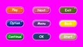 Game ui set of Buttons. GUI to build 2D games. Vector. Royalty Free Stock Photo