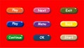 Game ui set of Buttons. GUI to build 2D games. Vector. Royalty Free Stock Photo