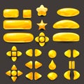Set game ui . Complete yellow menu of graphical user interface GUI to build 2D games. Casual Game. Vector. Royalty Free Stock Photo