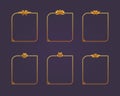 Game user interface design with golden frames. Gold vector frames set. Decorative frames, vintage rectangle ornaments and ornate