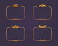 Game user interface design with golden frames. Gold vector frames set. Frame template in antique medieval style. Heraldry elements