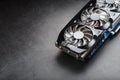 A video card with three fans is hardly a powerful cooling system Royalty Free Stock Photo