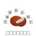 Game words puzzle coconut. Tropical fruit.Education developing child. Royalty Free Stock Photo