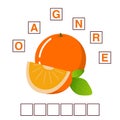 Game words puzzle ripe orange fruit crossword. Tropical fruit. Royalty Free Stock Photo