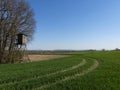 Gamekeepers hideout at the field and forest border Royalty Free Stock Photo