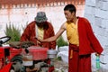 Gamel, China: Tibetan Monks and Tractor Royalty Free Stock Photo