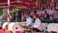 Gamelan instruments also enlivened the performance on Indonesia\'s independence day in the city of Surabaya