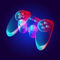 Gamepad - abstract retro game console controller. Outline vector illustration of wireless video game joystick in 3d line art style