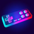 Gamepad - abstract retro game console controller. Outline vector illustration of wireless video game joystick in 3d line art style