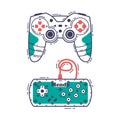 Gamepad as Game Controller and Input Device for Video Game Console Outline Vector Set Royalty Free Stock Photo