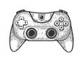 Gamepad controller sketch engraving vector