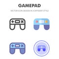 Gamepad icon design in 4 different style. Icon design for your web site design, logo, app, UI. Vector graphics illustration and