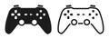 Gamepad icon set, play station, game controller icon in flat and line style, joystick console Royalty Free Stock Photo