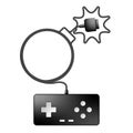 Gamepad or joypad black color and bomb shape made from cable design Royalty Free Stock Photo