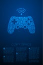 Gamepad or joypad shape Particle Geometric Bokeh circle dot pixel pattern, Esports game controller design blue color illustration