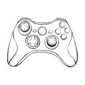 Gamepad joystick game controller isolated on white. Doodle style sketch illustration hand drawn vector for typography, t Royalty Free Stock Photo