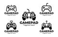 5 Gamepad Logo Set Gaming Control Device Emblem Collection Black and White Silhouette Design Collection Royalty Free Stock Photo