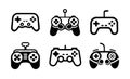 6 Gamepad Logo Set Modern Controller Gaming Emblem Collection Black and White Silhouette Design Collection Royalty Free Stock Photo