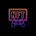 Gamepad and NFT outline colored Gaming icon. Vector Gaming Token sign