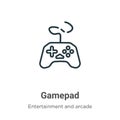 Gamepad outline vector icon. Thin line black gamepad icon, flat vector simple element illustration from editable entertainment Royalty Free Stock Photo