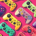 Gamepad pattern. Video game controller background. Vector illustration