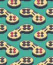 Gamepad pixel art pattern seamless. Joystick 8bit background. Vi