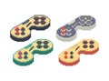 Gamepad pixel art set. Joystick 8bit. Video game Old school cont