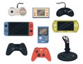 Gamepad set with portable game gadget, joystick, playing controller Royalty Free Stock Photo
