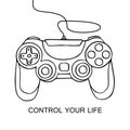 Gamepad sketch icon. Hand drawn vector illustration isolated on white background. Control your life concept