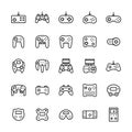 Gamepads icon set in thin line style.Vector symbols