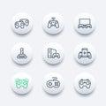 Gamepads icons set in line style