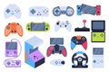 Gamepads mega set in flat design. Vector illustration isolated graphic objects