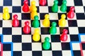 Gameplay of Halma strategy board game close up