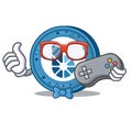 Gamer BitShares coin mascot cartoon