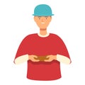 Gamer boy with baseball cap icon cartoon vector. Happy teenager Royalty Free Stock Photo