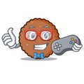 Gamer chocolate biscuit mascot cartoon