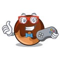 Gamer chocolate donut mascot cartoon