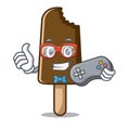 Gamer chocolate ice cream mascot cartoon
