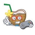 Gamer cocktail coconut mascot cartoon