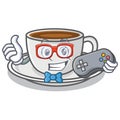 Gamer coffee character cartoon style