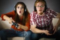 Gamer couple playing games