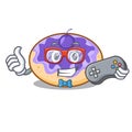 Gamer donut blueberry mascot cartoon