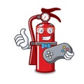 Gamer fire extinguisher mascot cartoon