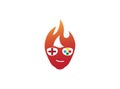 Gamer fire head hair console symbol smile vector logo design illustration on white background