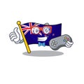 Gamer flag new zealand with cartoon shape